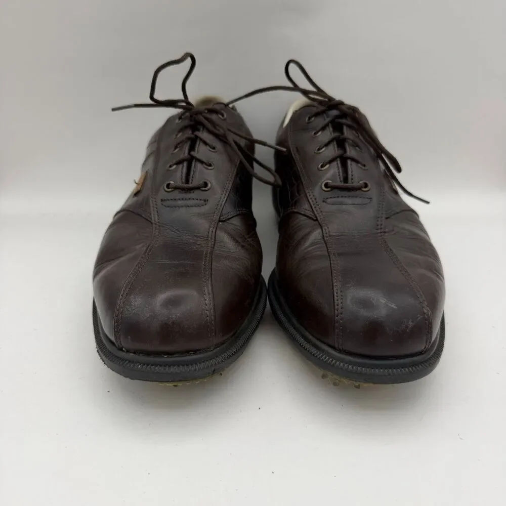 FootJoy DryJoys Brown Leather Golf Shoes Men's Size 10W Waterproof SoftSpikes